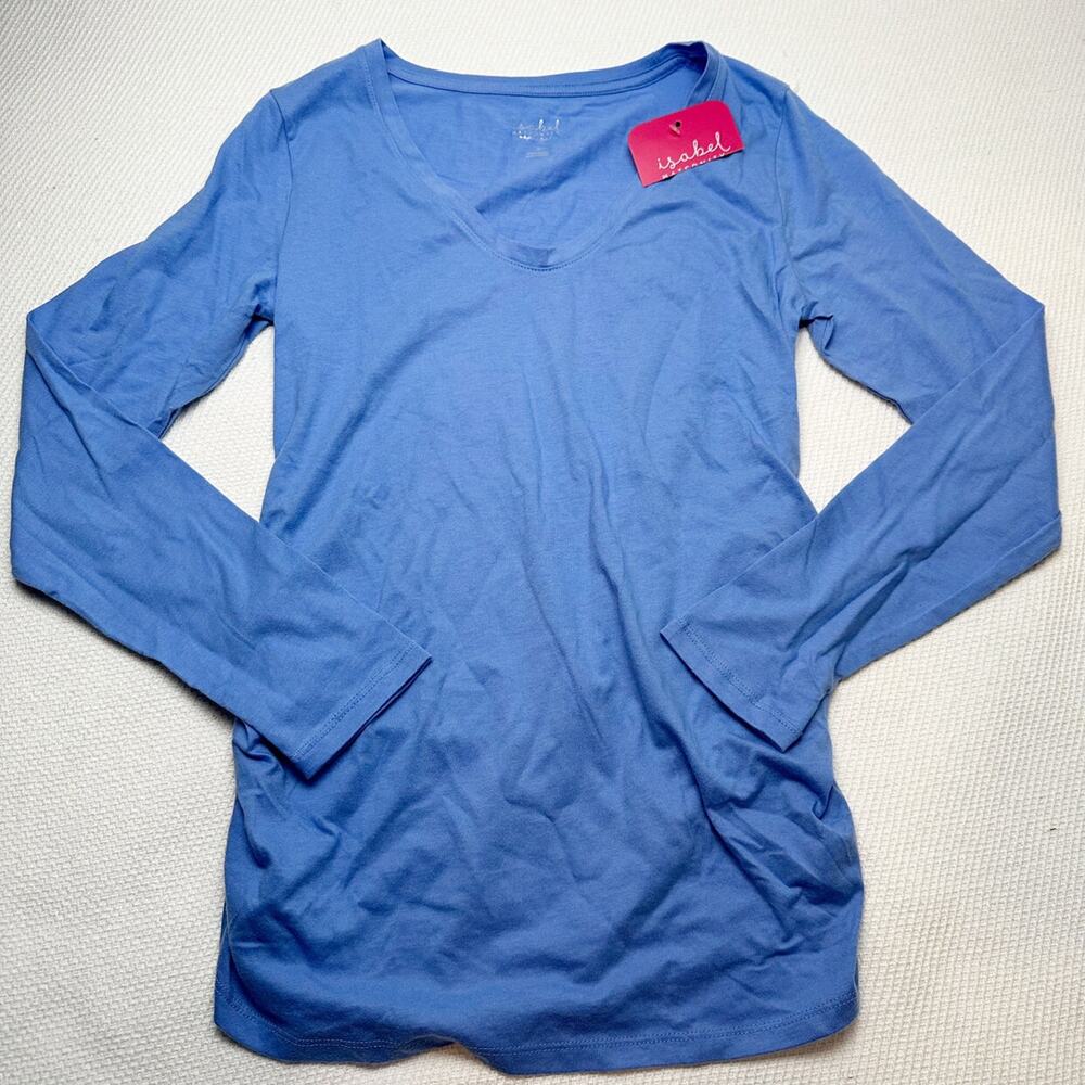 Isabel Maternity by Ingrid & Isabel Long Sleeve V-Neck Tee in Blue